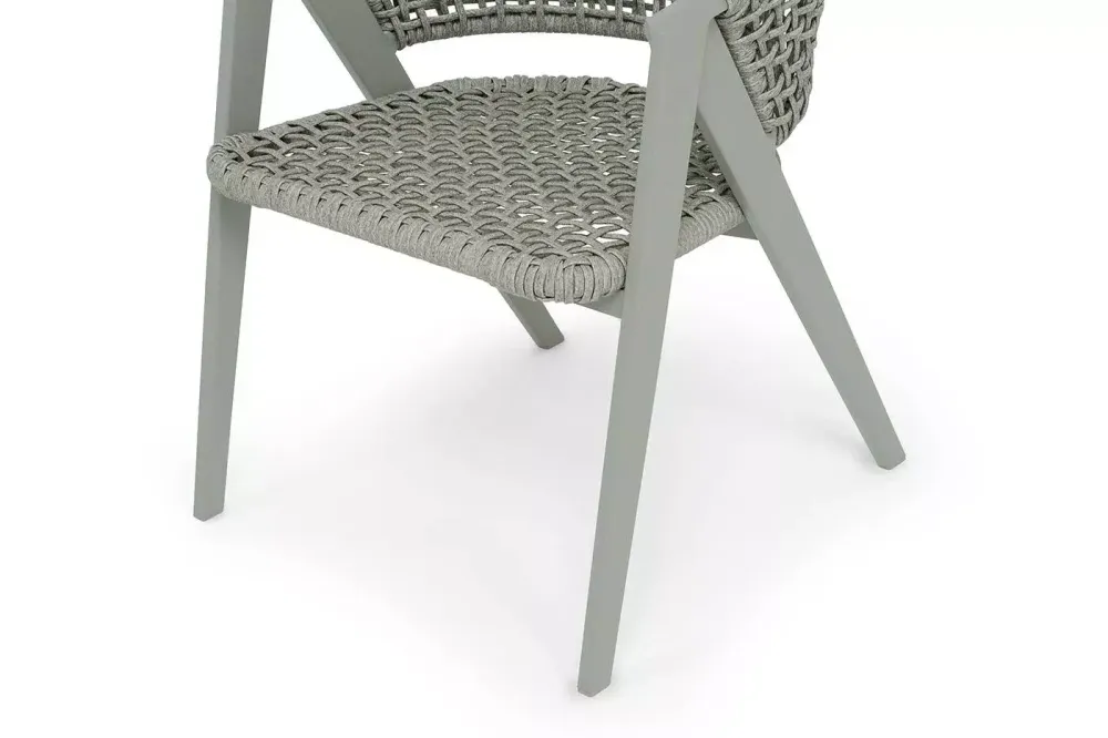 "Амстердам" стул плетеный из роупа, каркас алюминий, роуп серый круглый