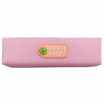 Пенал ЮНЛАНДИЯ ЮНИОР, 1 отделение, полиэстер, аппликация, "Take it easy", 20х6х4 см, 273802
