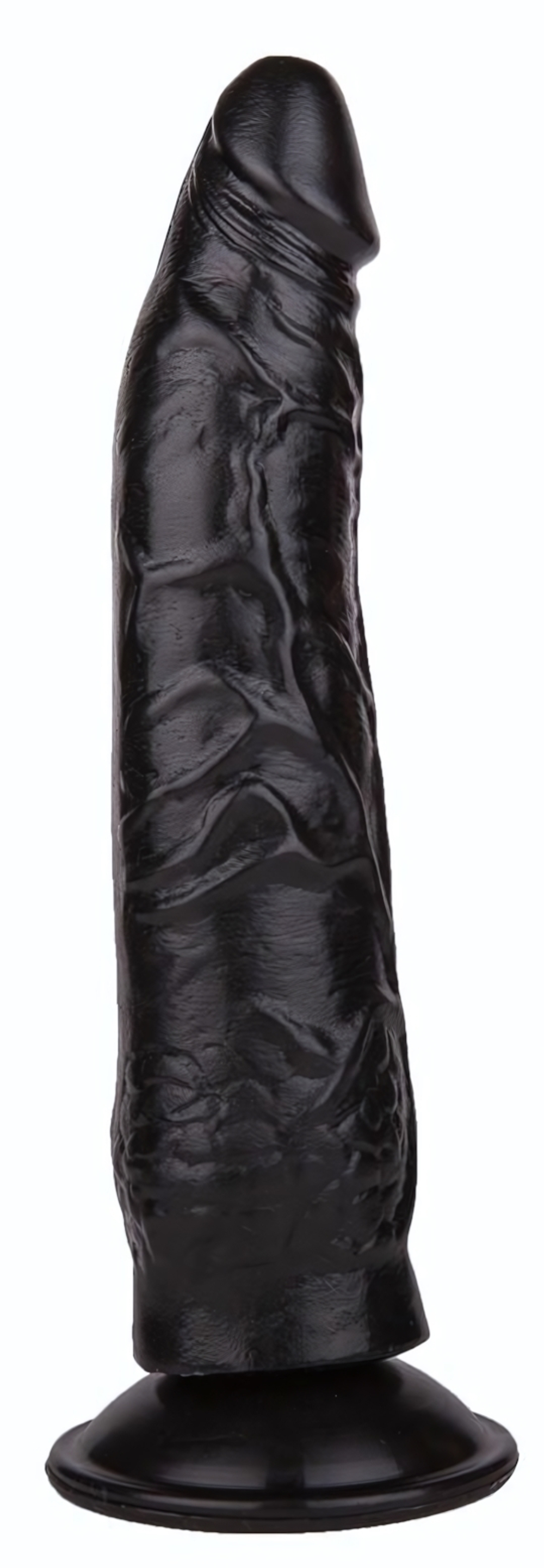 Фаллоимитатор на присоске из чёрного геля - 17 см. (Цвет: черный)