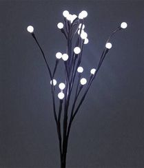 Светодиодная флористика Ветка с шариками 59 см., 3*АА батарейки, 24 холодных белых матовых LED ламп, Beauty Led (B247L-D024A-40)