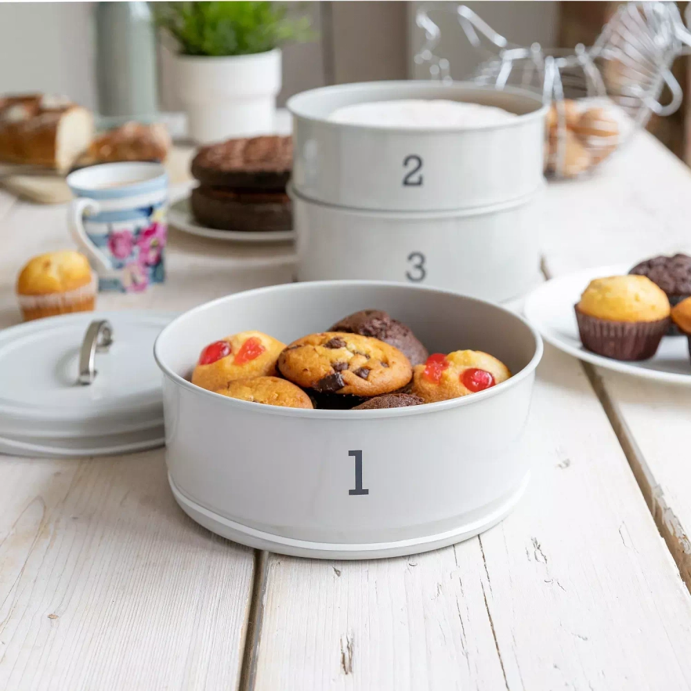 Kitchen Craft - Контейнер Living Nostalgia 3 яруса 22х27см серый / артикул   LN3TCTGRY  / GTIN 5028250547019