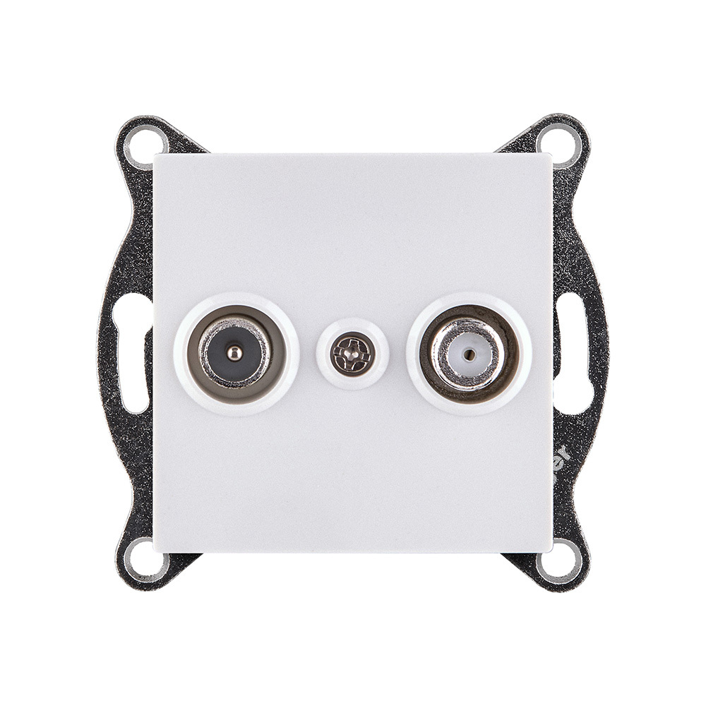 Розетка двойная TV (мама) + спутниковая SAT, белый Kollinger REA-035WH для Aspekt, Eleganz, Reflex