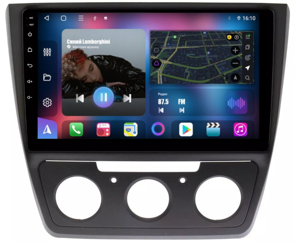 Магнитола для Skoda Yeti 2009-2018 (кондиционер) - FarCar BM1225M на Android 13, QLED, TS10, 4Гб+32Гб, CarPlay, 4G SIM-слот