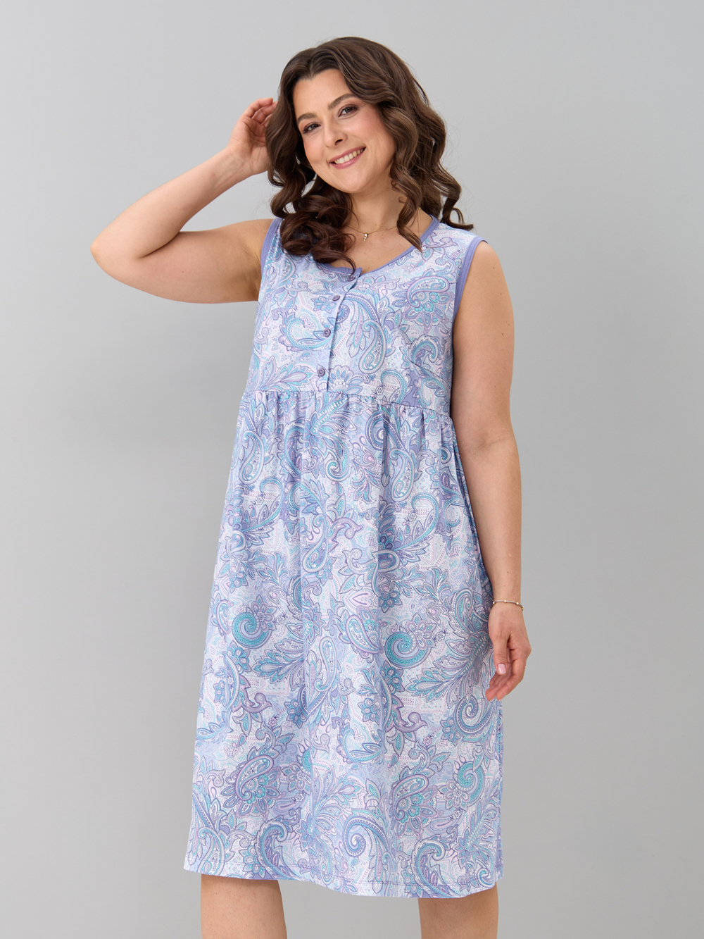 Ночная сорочка С-017/сиреневый-огурцы-к