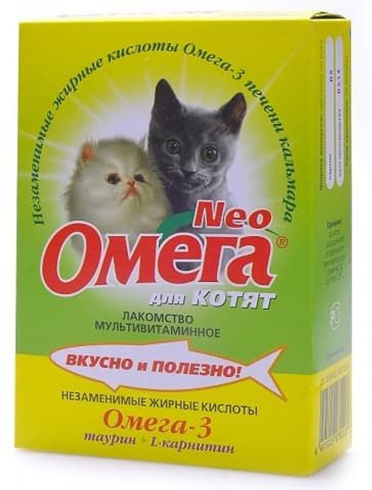 Омега Neo: мультивит.лакомство 60таб, таурин и L-карнитин д/котят
