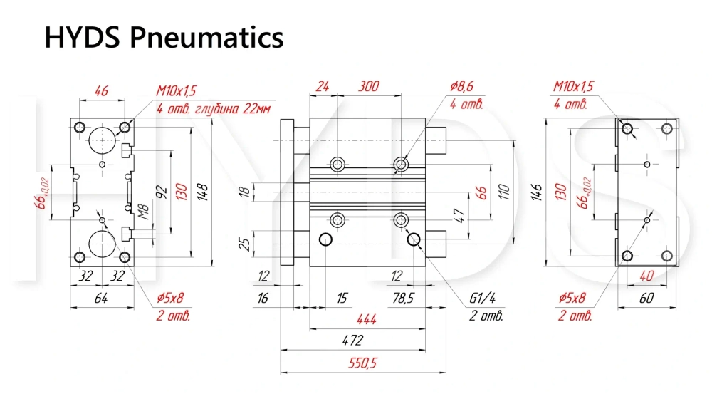 MGPM50TF-400Z Пневмоцилиндр