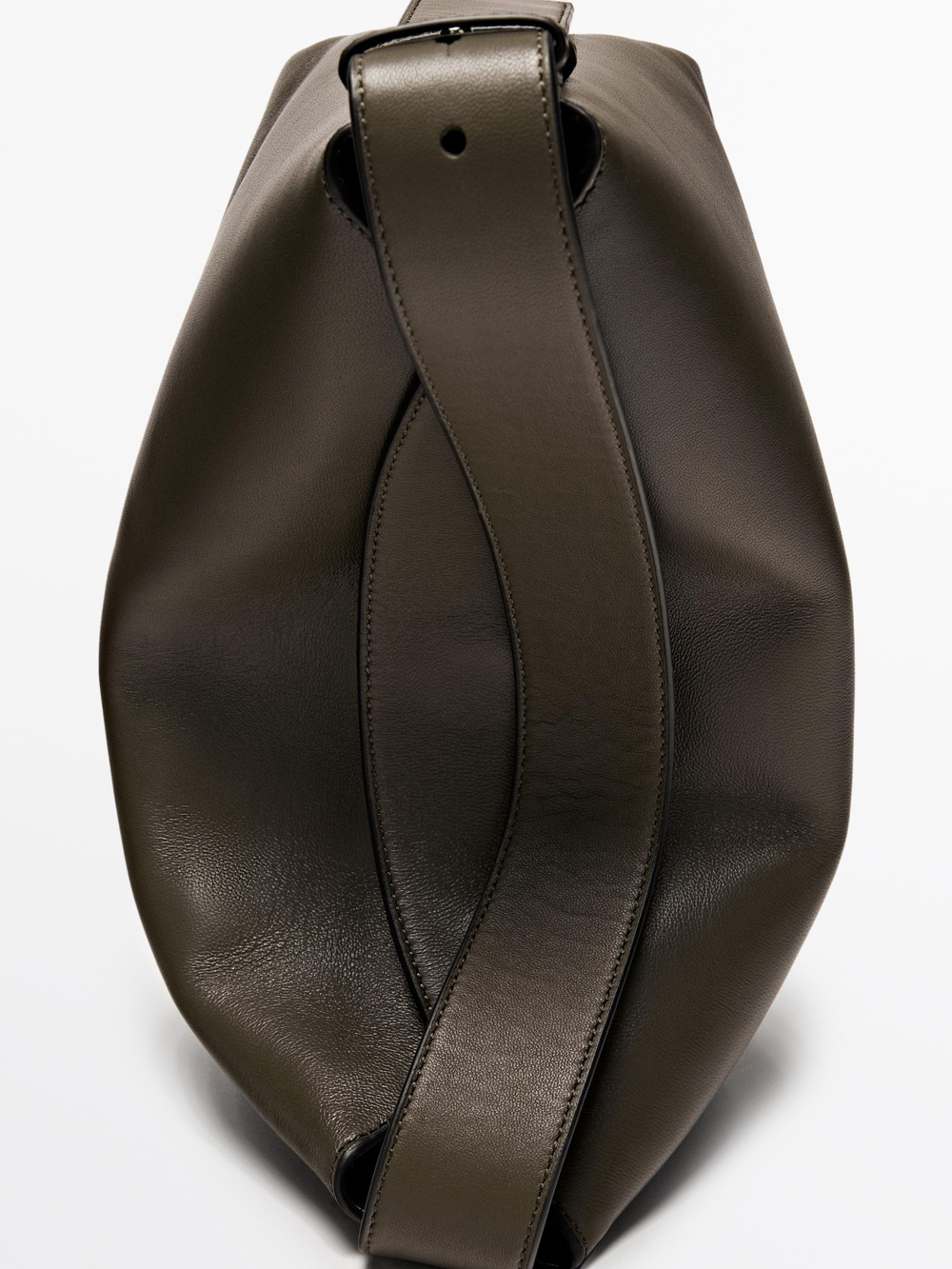 Massimo Dutti Небольшая сумка через плечо из кожи наппа, хаки