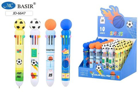 Ручка шар. многоцв.10-ти цветная, "Sports"