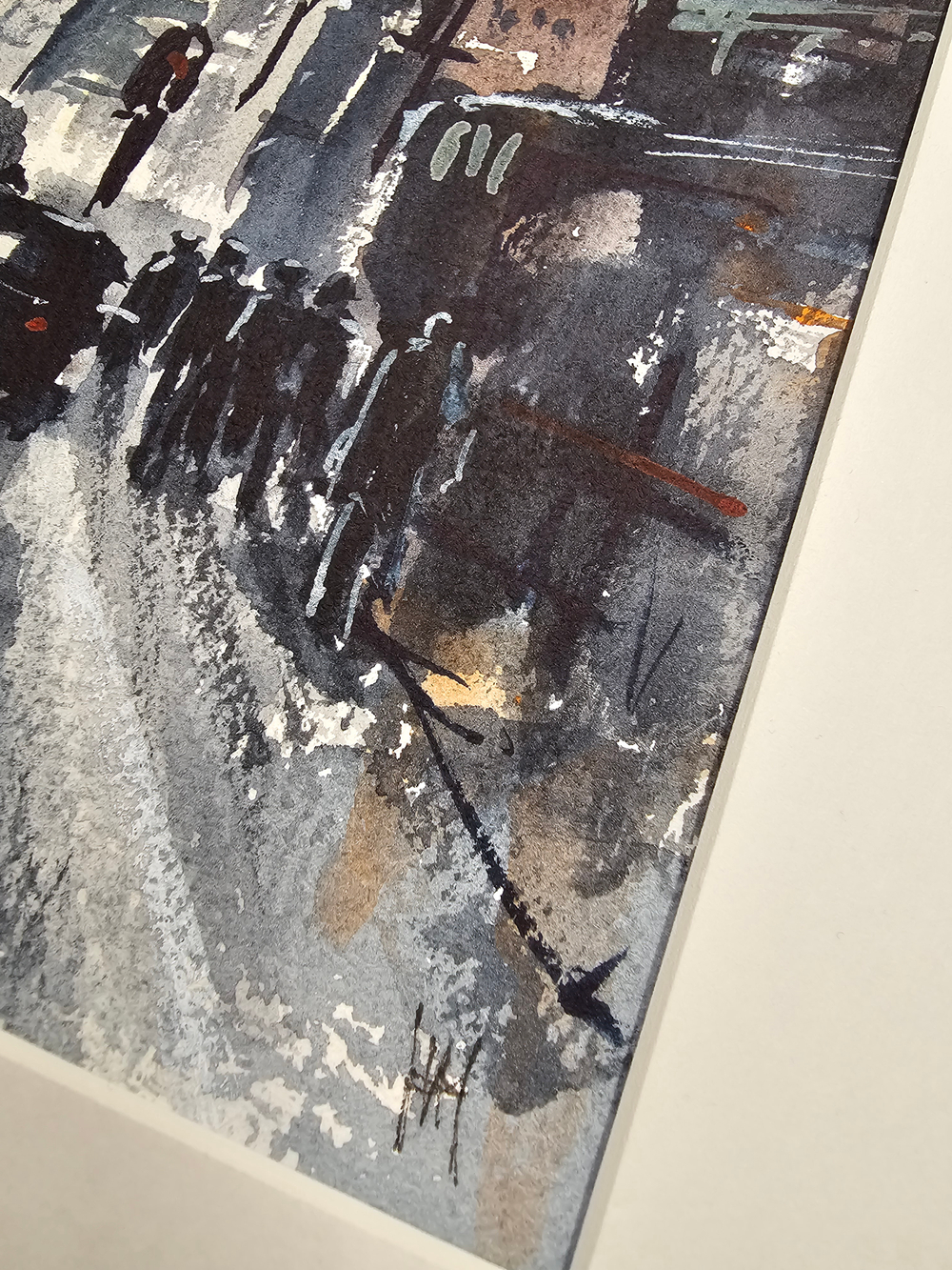 Картина авторская акварельная в паспарту 30х40 см на стену для интерьера "Урбанистический пейзаж"