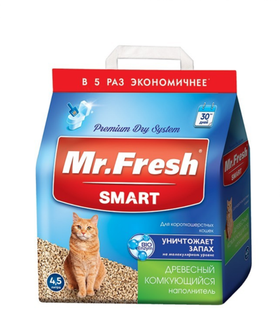 Mr.Fresh Smart (Neoterica) древесный комкующийся наполнитель для короткошерстных кошек, 4,5л.