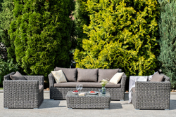 "Капучино" диван из искусственного ротанга трехместный, цвет графит