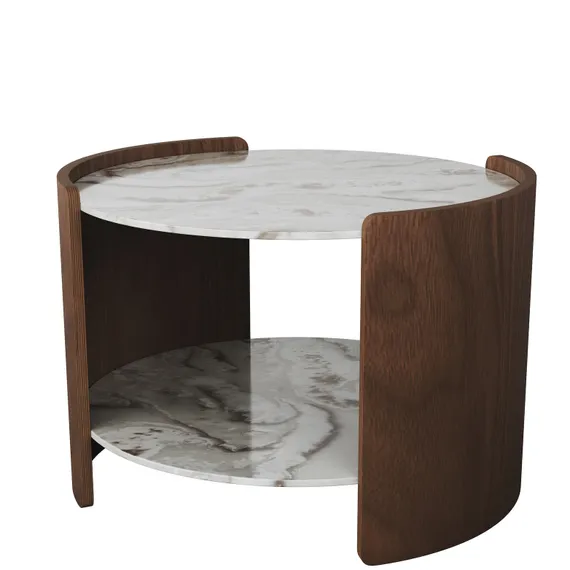 Столик Lagom Stone D 65 см высота 45 см (камень OV2, орех)