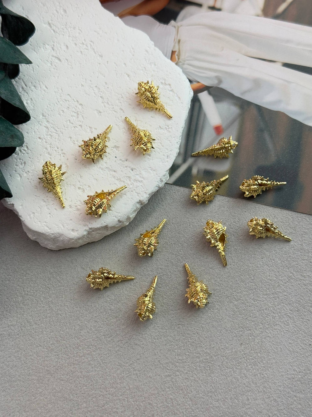 Подвеска "Ракушка" 11*20 мм, позолота 14к