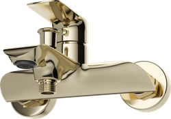 Смеситель для ванны с душем STWORKI Копенгаген S42100GG + Душевой гарнитур Ольборг S20190GG, глянцевое золото