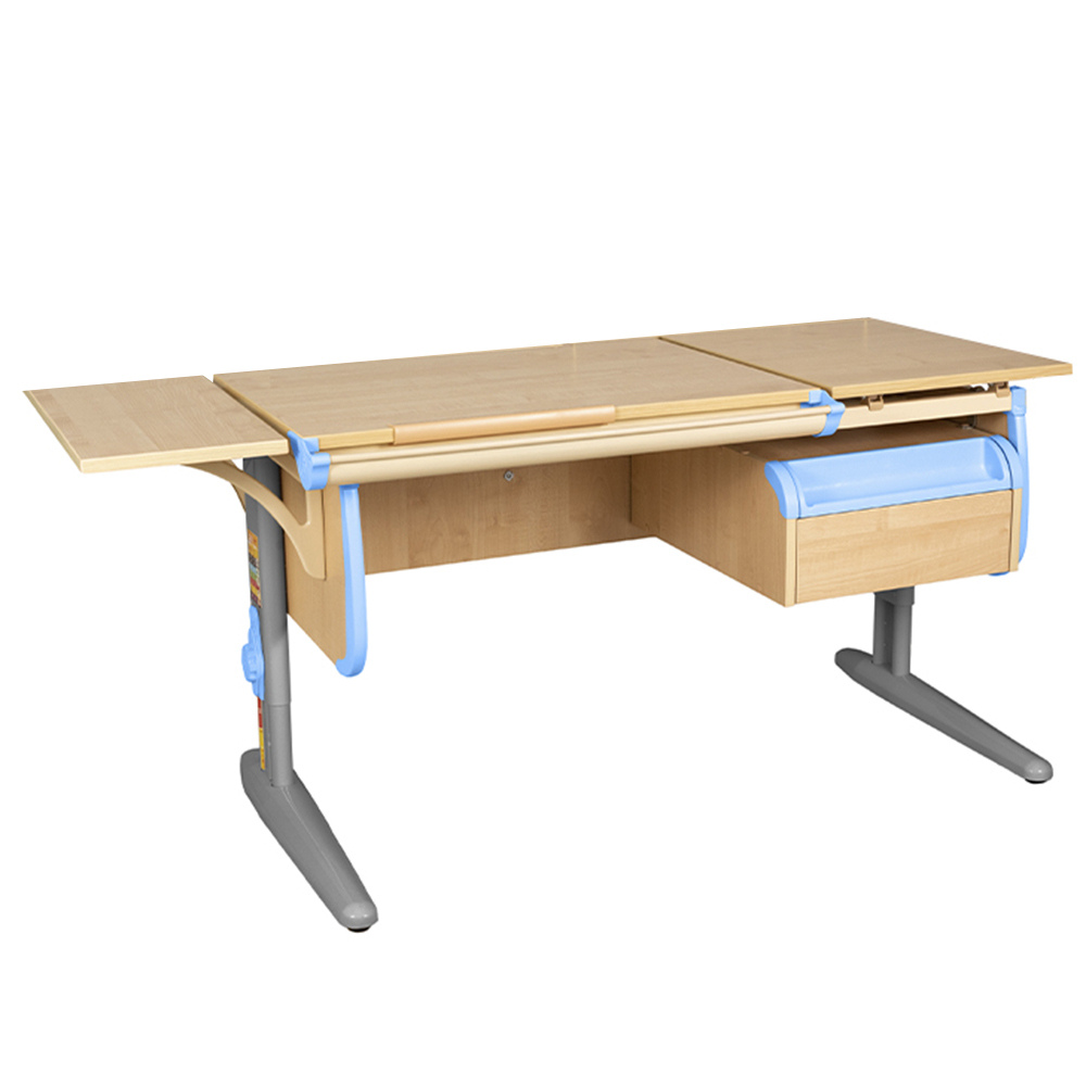 Растущая парта с навесной тумбой и короткой боковой полкой Дэми СУТ 25-04-БК1 (1500×610 мм)