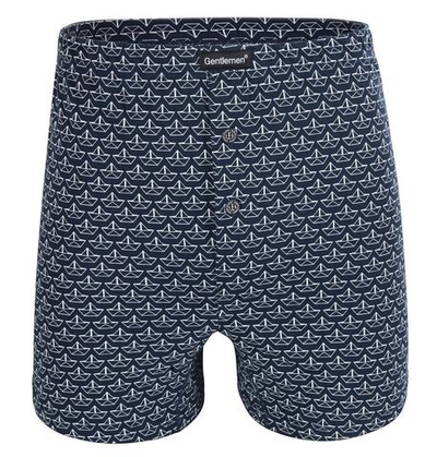 Хлопковые боксеры с принтом в виде бумажных корабликов (Размер: M) (Цвет: темно-синий)