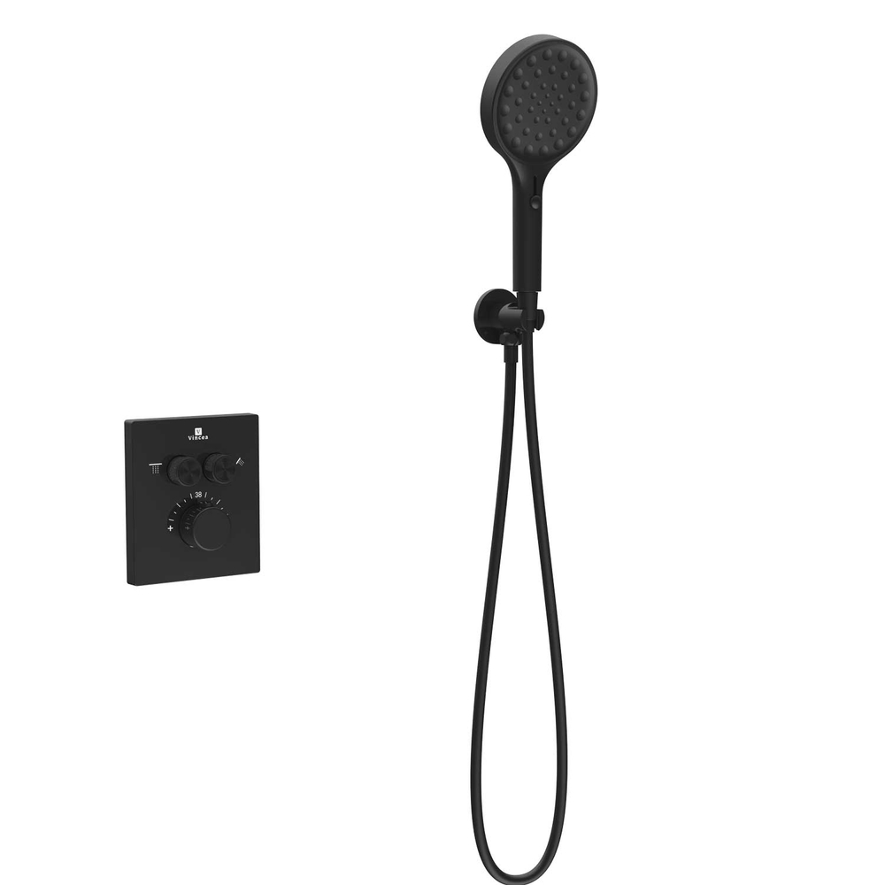 Душевой комплект Vincea Inspire VSFW-3I21MT3MB встраиваемый, термостатический, двухрежимный, черный