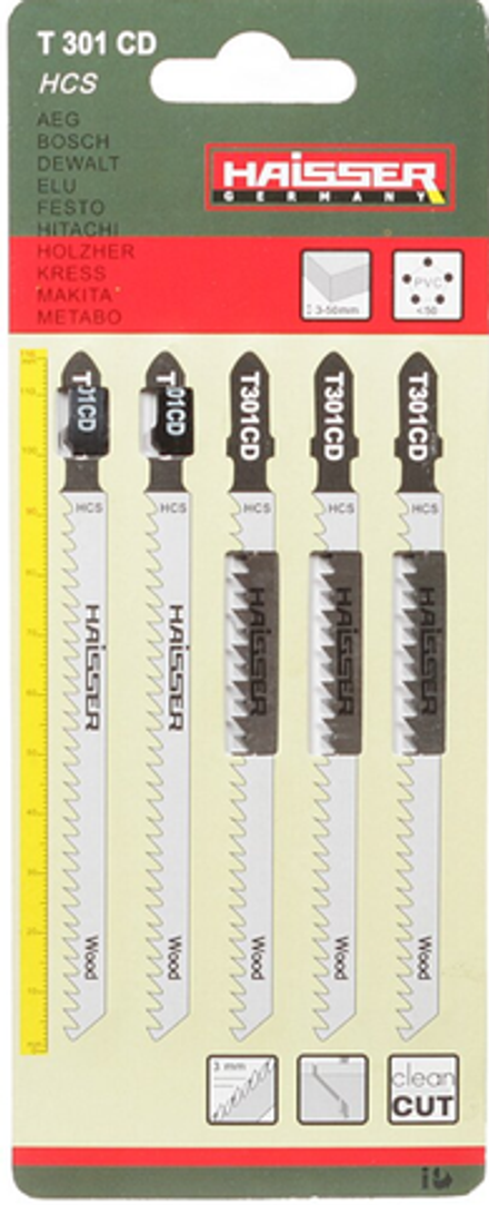 Набор пилок для электролобзика по дереву, HAISSER, T301 CD, (1/5шт)