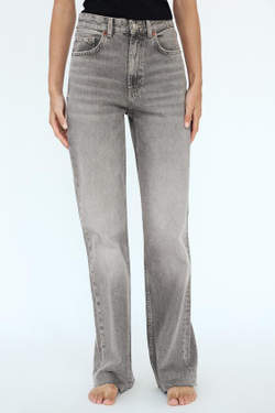 ZARA ДЖИНСЫ TRF WIDE LEG FULL LENGTH С ВЫСОКОЙ ПОСАДКОЙ, СВЕТЛО-СЕРЫЙ