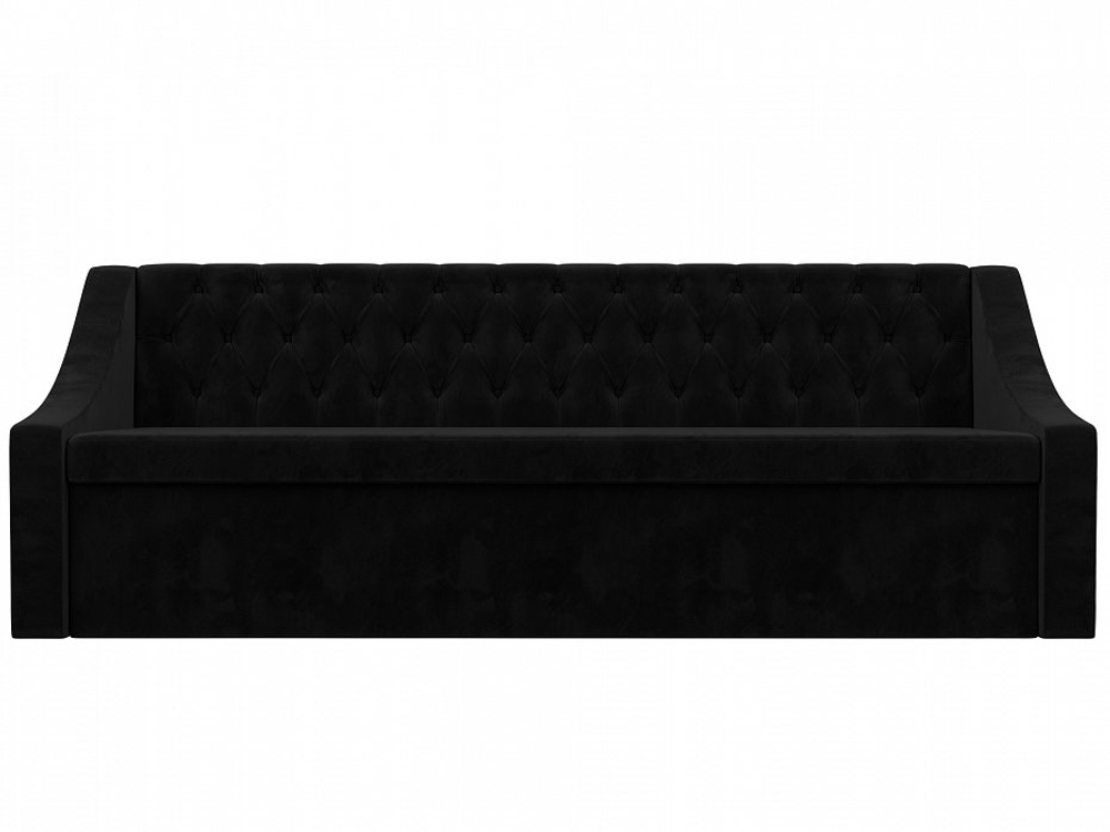 Диван кухонный прямой Мерлин, SEVEN 35 черный, Велюр, 101132