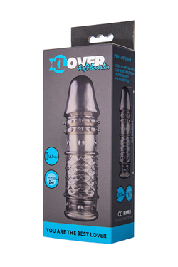 Насадка на пенис XLover by TOYFA, для увеличения размера, TPE, черный прозрачный, 13,5 см