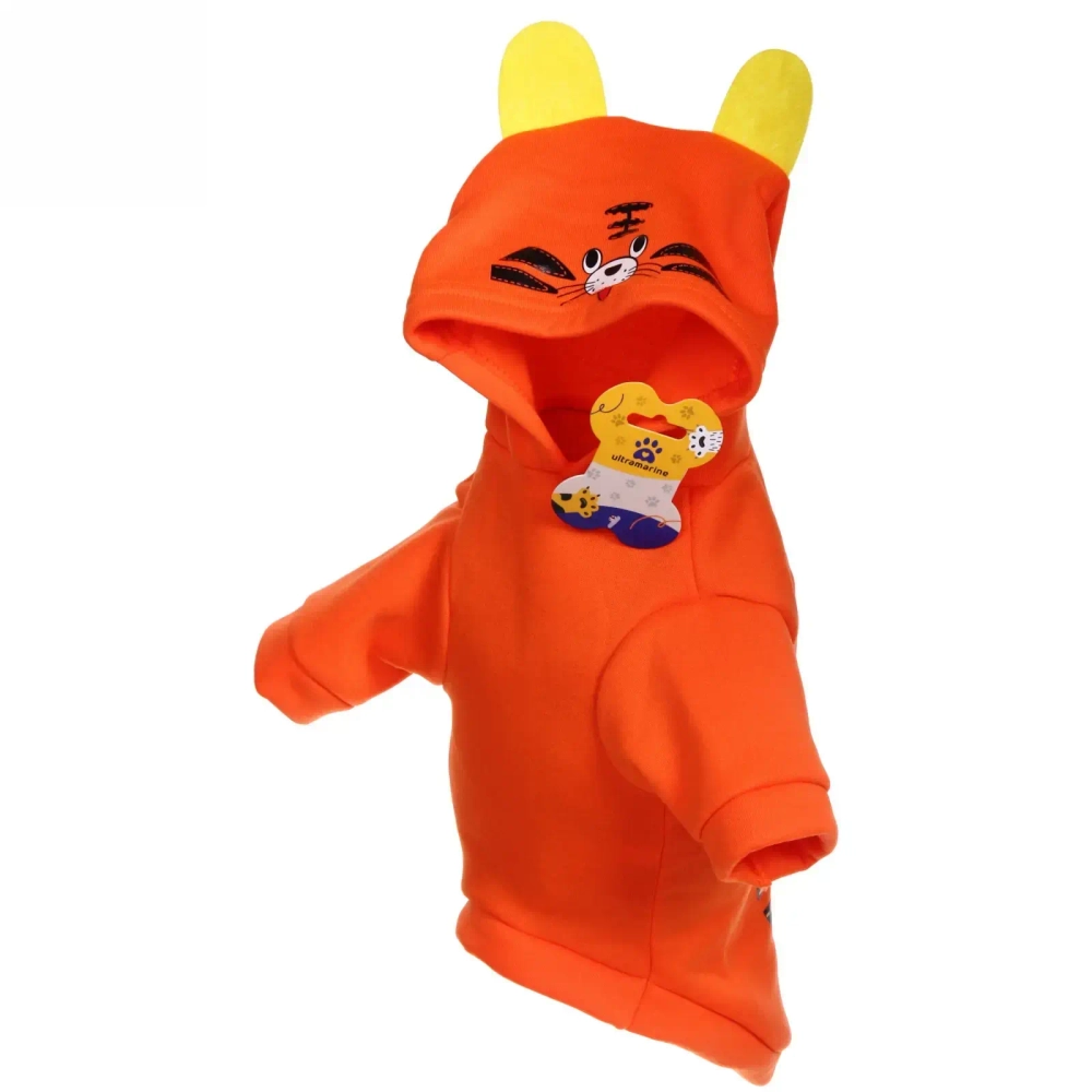 Кофта - толстовка с капюшоном для собак мелких пород «МОДНЫЙ БРО», тигрёнок, размер XL (22*27*43см) Ultramarine