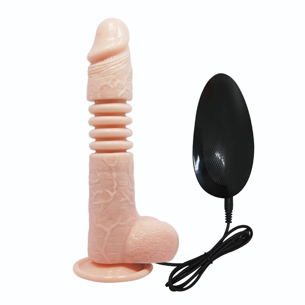 Телесный вибратор с вращением и поступательными движениями Thunder Up - 22 см. (Цвет: телесный)