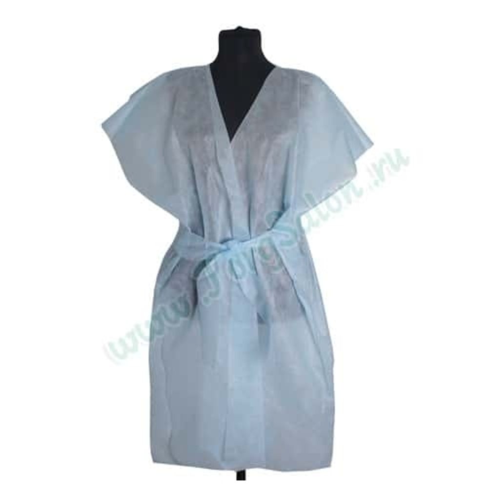 Халаты кимоно одноразовые «Люкс», без рукавов (голубые), sms, 10 шт.