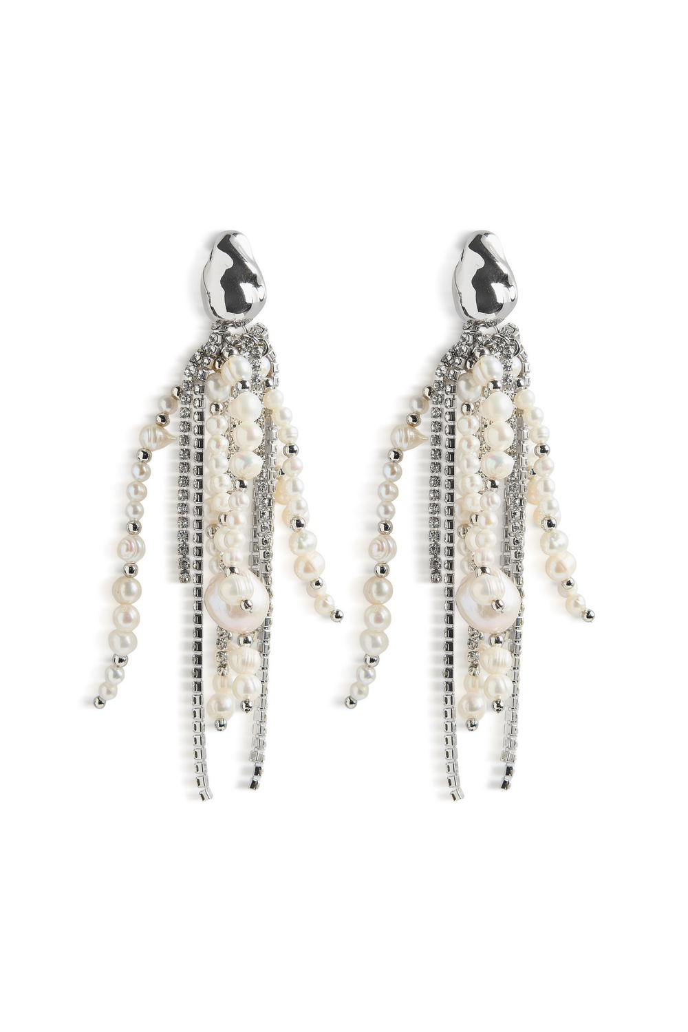 Серьги "Bunch shine" с жемчугом Silver