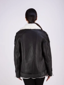 Дубленка авиатор женская натуральная оверсайз Турция