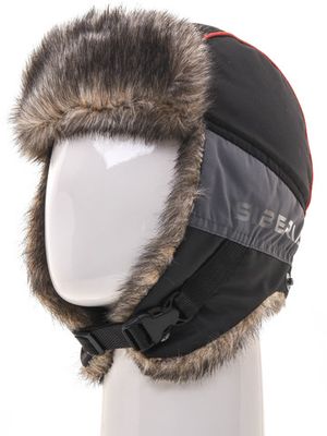 Шапка ушанка зимняя Siberia цвет Серый/Черный ткань Breathable