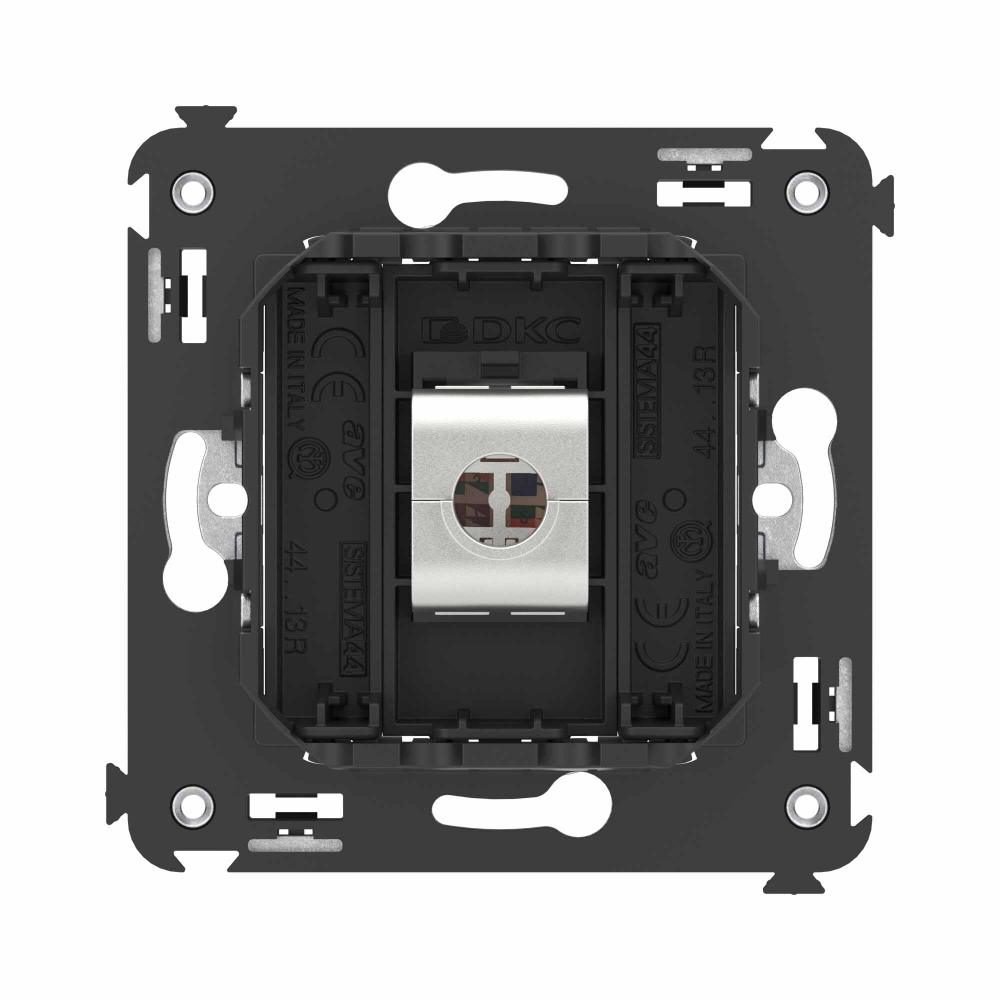 Компьютерная розетка RJ-45 без шторки в стену, кат.6 одинарная экранированная, "Avanti", "Черный матовый"