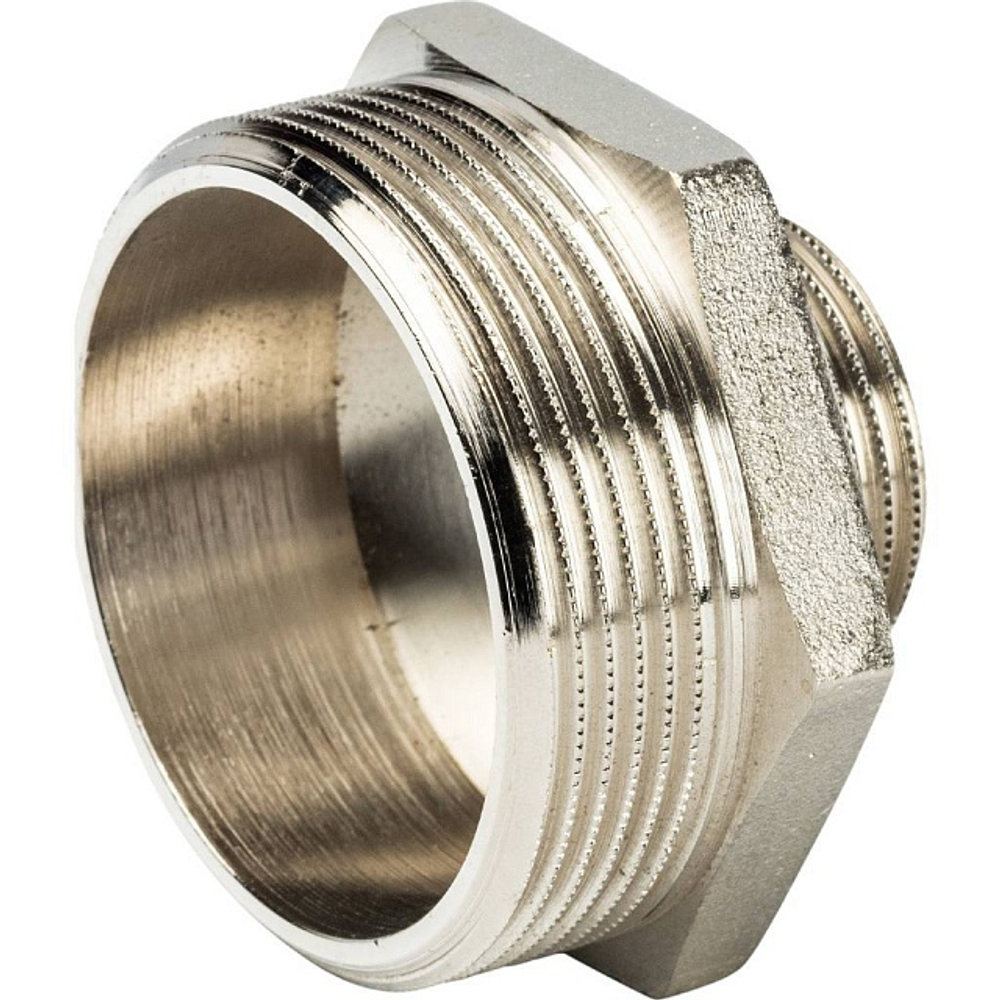 Ниппель редукционный STOUT SFT 0004 - 2" x 1" (для стальных труб, латунь никелированная)