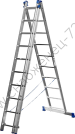 СИБИН 10 ступеней, со стабилизатором, алюминиевая, трехсекционная лестница (38833-10)