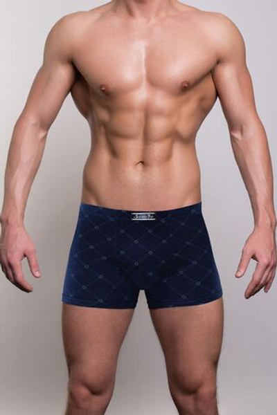 Мужские трусы-боксеры с узором в виде крупной сетки (Размер: XL) (Цвет: синий)