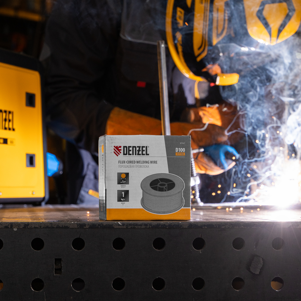 Порошковая проволока Е71TGS, диам. 1 мм, 1 кг, диам. катушки D100 Denzel