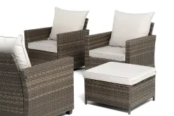 "Бостон" лаунж-зона из искусственного ротанга, цвет серый