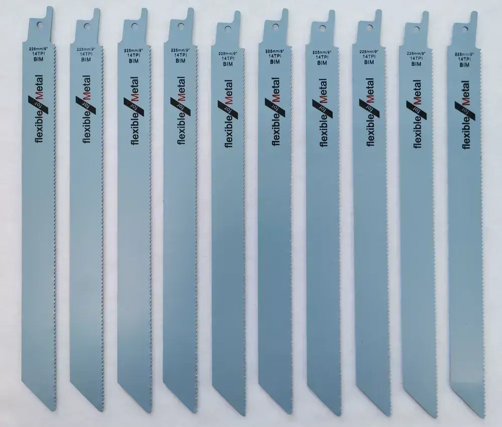 Полотно сабельное по металлу, 10шт, S1122BF, длина 225 мм, шаг 1,8мм (14TPI).