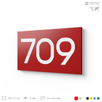 Номер на дверь 709, табличка на дверь для офиса, квартиры, кабинета, аудитории, склада, красная 120х70 мм, Айдентика Технолоджи