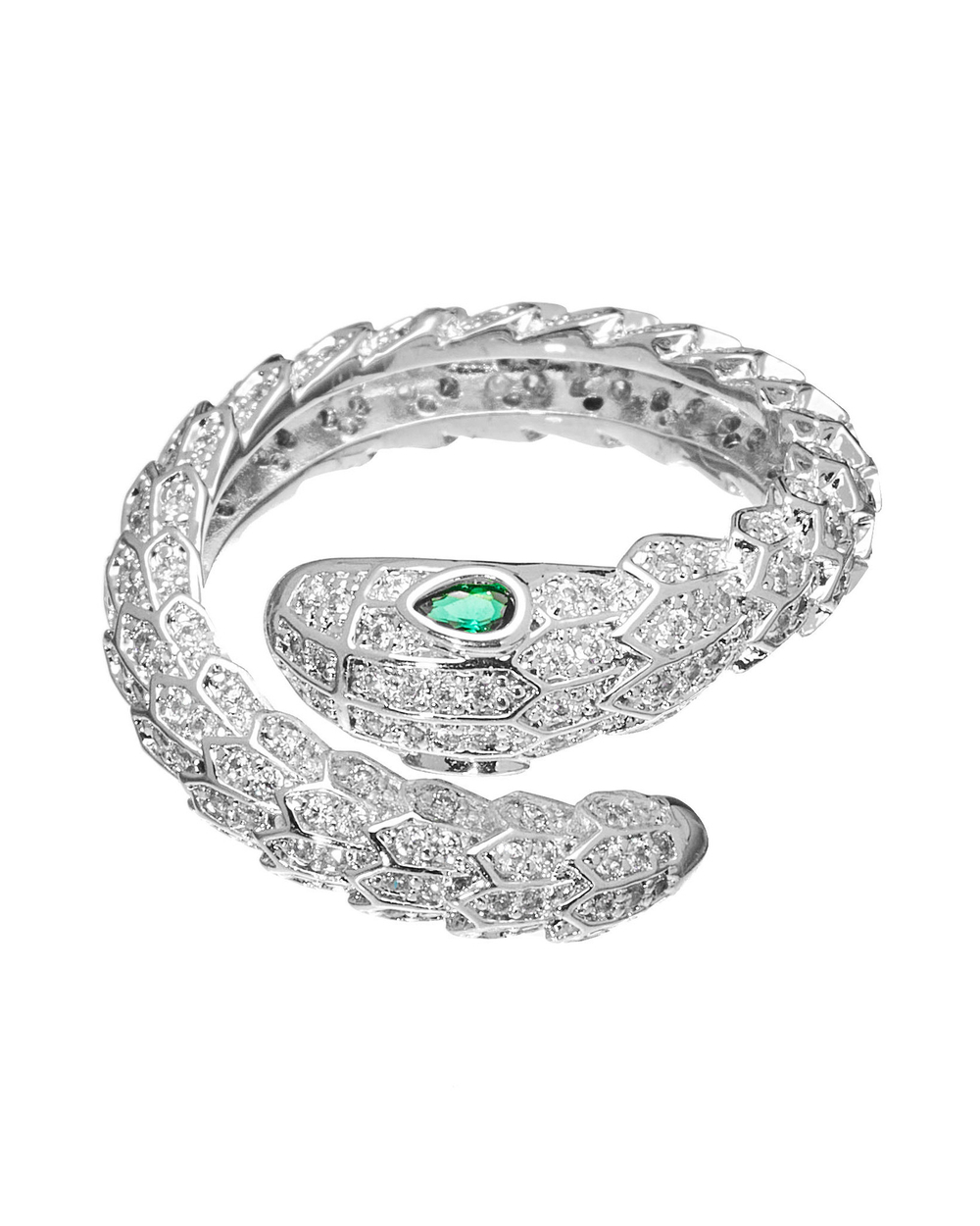 Кольцо-змея, в камнях, серебро