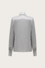 БЛУЗА ИЗ СЕРОГО ШЕЛКА С ЛЮРЕКСНОЙ НИТЬЮ