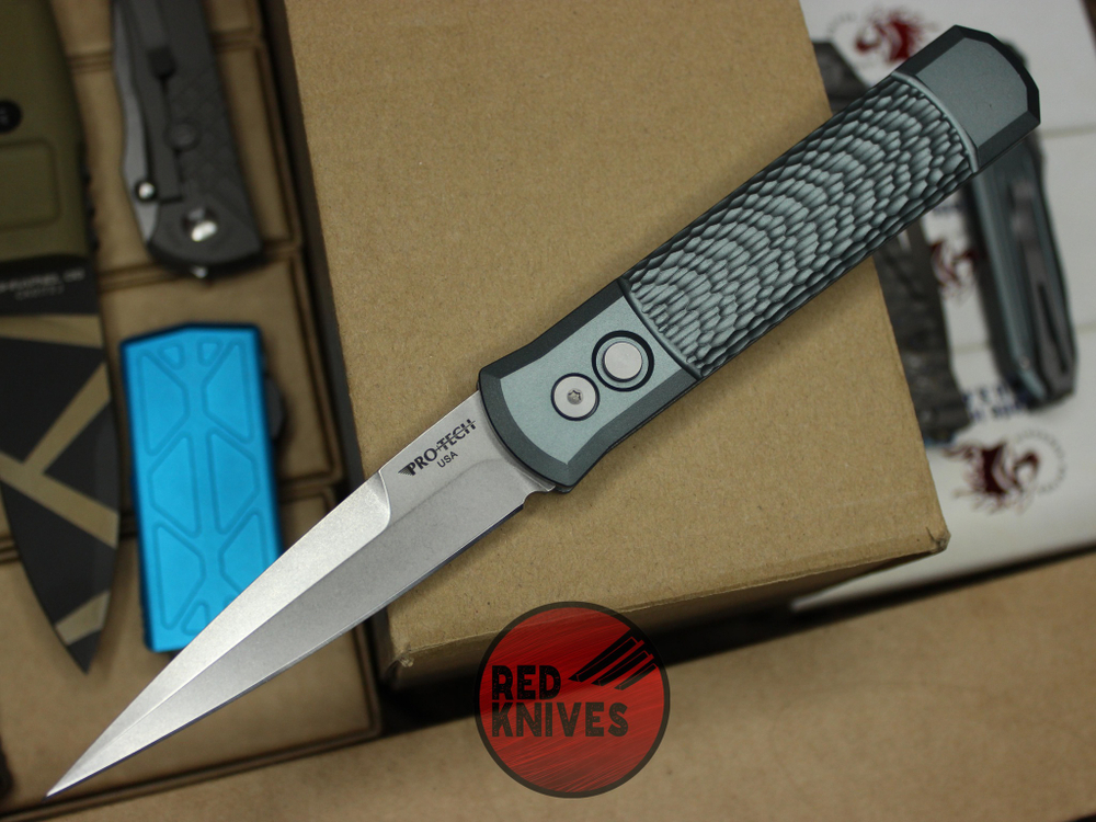 Нож Pro-Tech Godfather Gray (кастом) - серая рукоять, клинок стоунвош