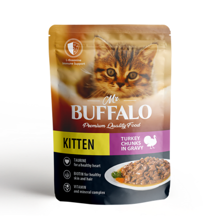 Mr.Buffalo 85г пауч Kitten Влажный корм для котят Индейка на пару (соус)