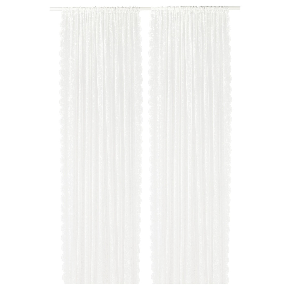 IKEA LILLYANA  (ИКЕА ЛИЛЛЙАНА)  -  Шторы, 2 шт, на туннеле/белый цветок, 145x300 см