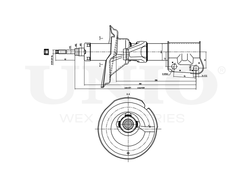 Амортизатор газовый передней подвески левый UNIO SAB-10229
