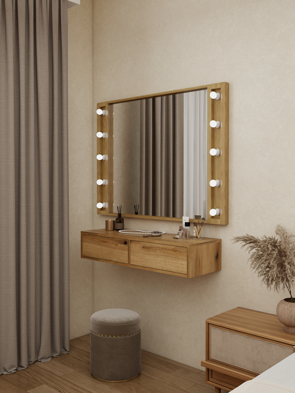 Тумба подвесная с перегородкой _Дуб