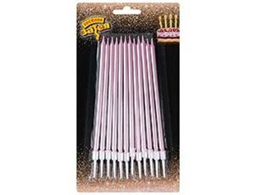 Свечи д/торта Розовые с подст 13см 12шт