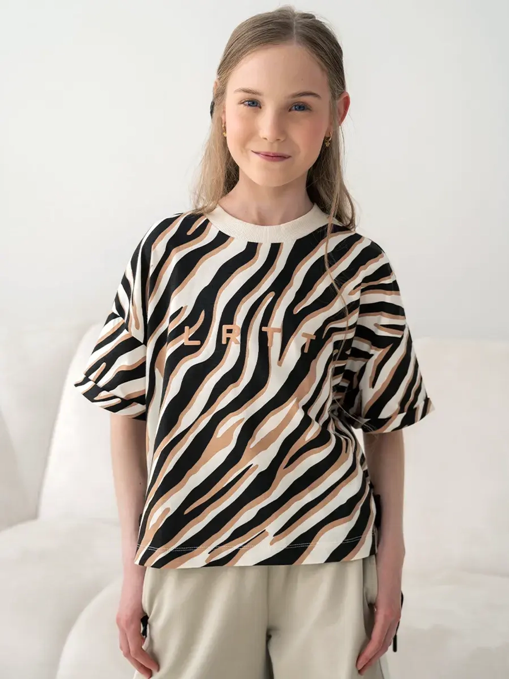 Футболка для девочки с принтом зебра