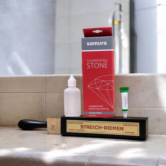 Набор для заточки опасной бритвы (Hard) + масло для бритвы