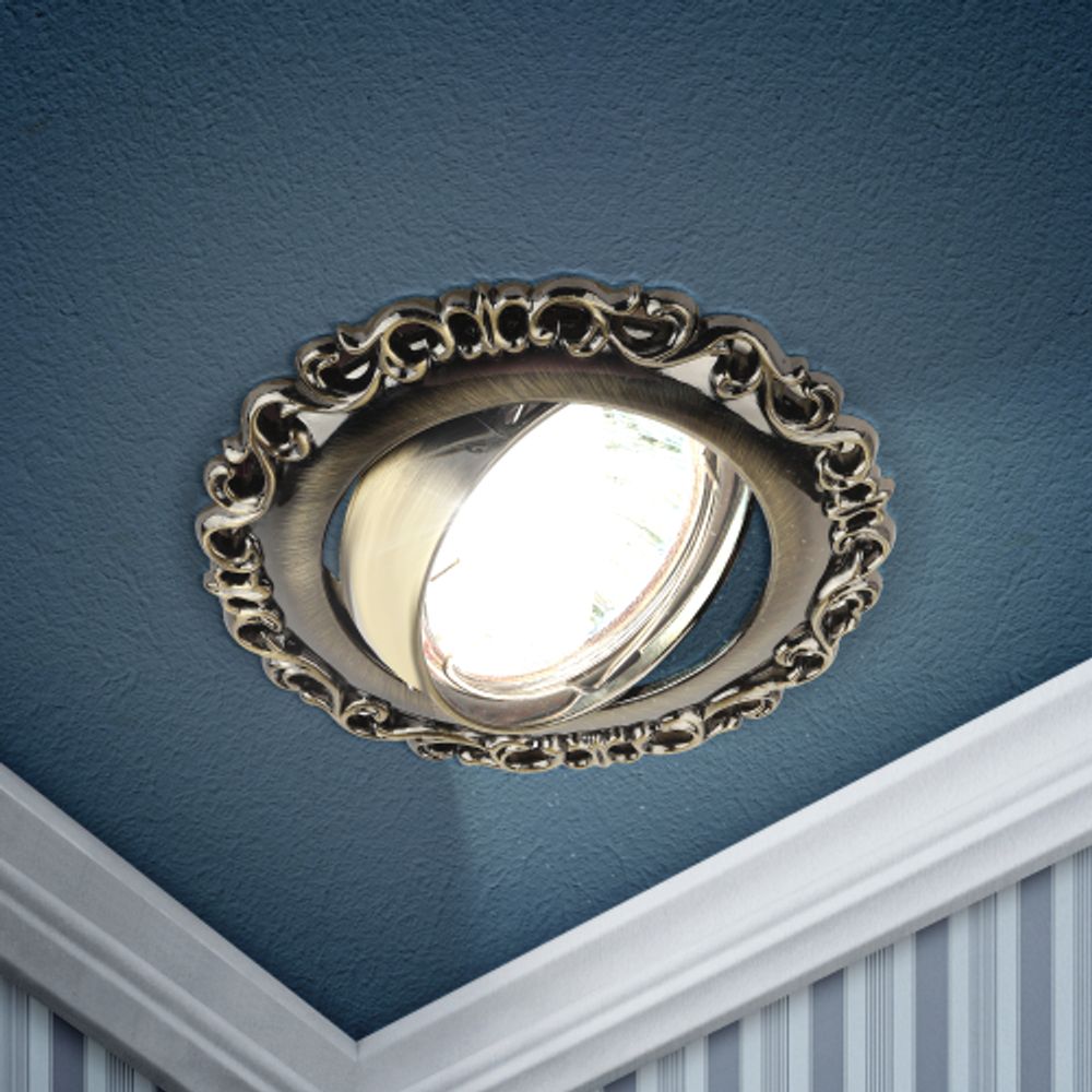 Светильник встраиваемый ЭРА KL59 А SB под лампу MR16 GU5.3 поворотный бронза